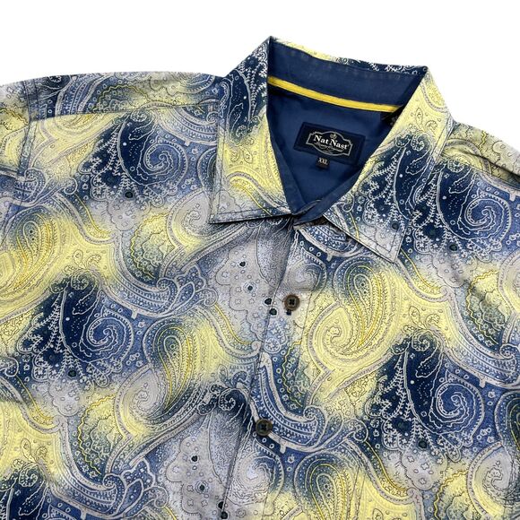 Nat Nast XXL long Sleeve 100% Cotton Paisley Button up Pockets - Picture 2 of 5